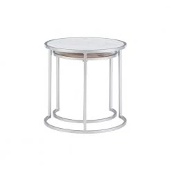 David 18 in. x 18 in. Gray and White Round Marble top Accent and Coffee Tables by Powell Company -Powell Company Shop gray powell company nesting tables hd1656at21 1f 1000