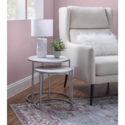 David 18 in. x 18 in. Gray and White Round Marble top Accent and Coffee Tables by Powell Company -Powell Company Shop gray powell company nesting tables hd1656at21 31 1000