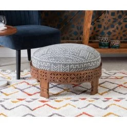 Beni Charcoal Gray Upholstered Ottoman by Powell Company -Powell Company Shop gray powell company ottomans hd1521a20 1f 1000