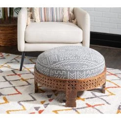 Beni Charcoal Gray Upholstered Ottoman by Powell Company -Powell Company Shop gray powell company ottomans hd1521a20 31 1000