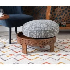 Beni Charcoal Gray Upholstered Ottoman by Powell Company -Powell Company Shop gray powell company ottomans hd1521a20 77 1000