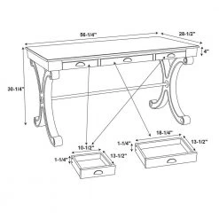 56.5 in. Gray Rectangular 3 -Drawer Writing Desk with X-side Panels by Powell Company 20 56.5 in. Gray Rectangular 3 -Drawer Writing Desk with X-side Panels by Powell Company -Powell Company Shop gray powell company writing desks hd1029a19g 44 1000