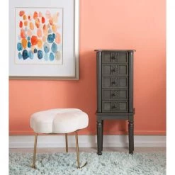 Trisha Grey Wash Jewelry Armoire 14 in. W x 10 in. D x 37 in. H by Powell Company -Powell Company Shop gray wash powell company jewelry armoires hd1602ja21 31 1000