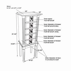 Trisha Grey Wash Jewelry Armoire 14 in. W x 10 in. D x 37 in. H by Powell Company -Powell Company Shop gray wash powell company jewelry armoires hd1602ja21 76 1000