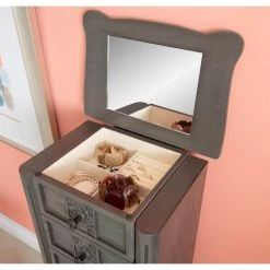 Trisha Grey Wash Jewelry Armoire 14 in. W x 10 in. D x 37 in. H by Powell Company -Powell Company Shop gray wash powell company jewelry armoires hd1602ja21 77 1000