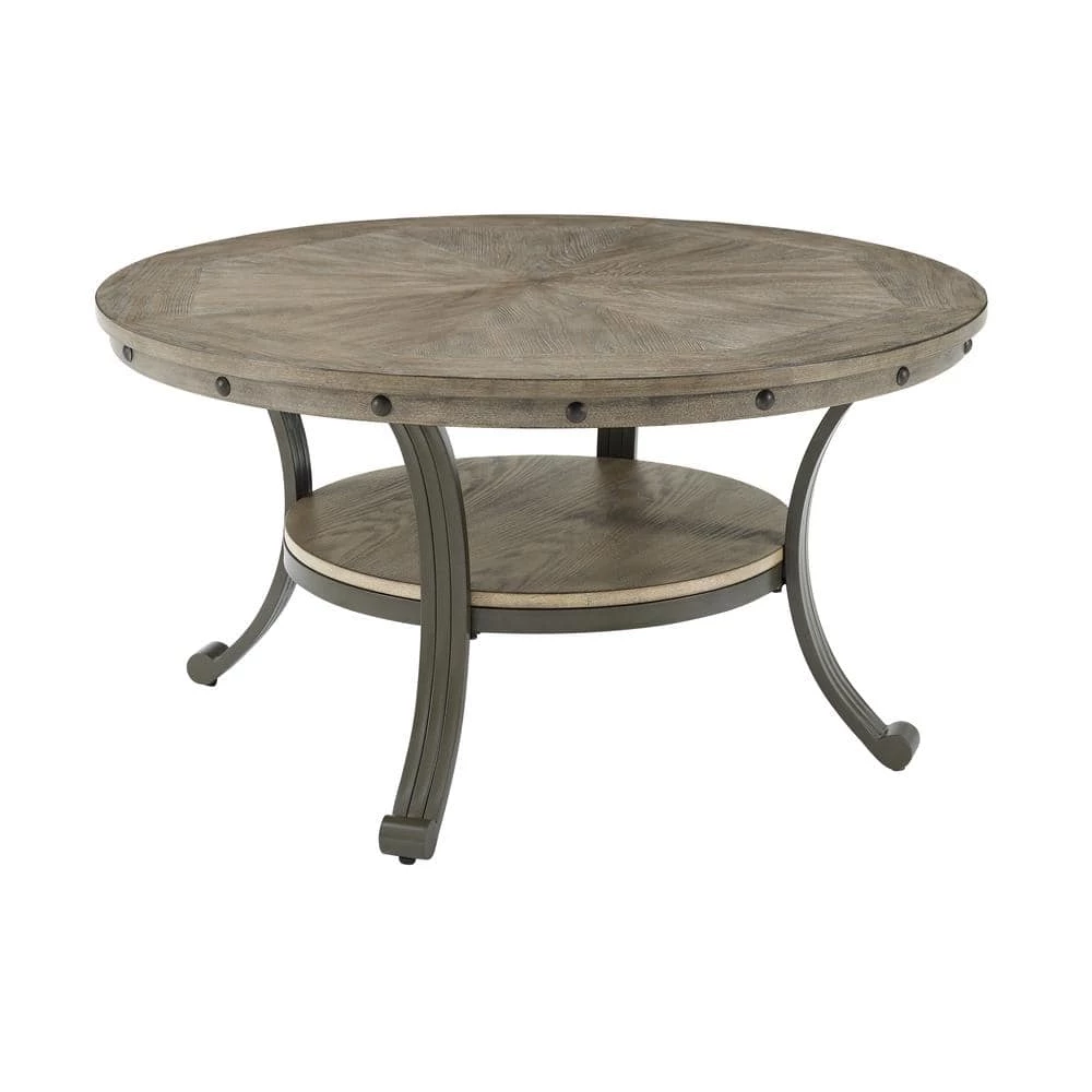 Franklin Rustic Umber with Pewter Metal Coffee Table by Powell Company 4 Franklin Rustic Umber with Pewter Metal Coffee Table by Powell Company - Image 2