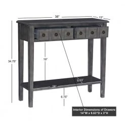 Strand 34.75 in Grey 2-Drawer Console Table by Powell Company -Powell Company Shop grey powell company console tables hd1565a20g 1f 1000