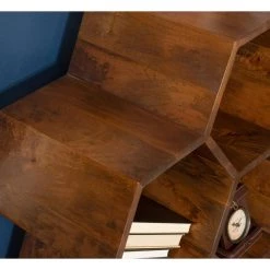 Bilson 34 in. H Hazelnut Brown Wood 6-Shelf Cubby Accent Bookcase with Open Back by Powell Company -Powell Company Shop hazelnut brown powell company bookcases bookshelves hd1509ho20 1f 1000