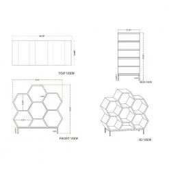 Honeycomb 34"H x 14"D x 34"H Hazelnut Open 6 shelf Bookshelf by Powell Company -Powell Company Shop hazelnut powell company bookcases bookshelves hd1746bs21 1f 1000