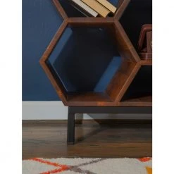 Honeycomb 34"H x 14"D x 34"H Hazelnut Open 6 shelf Bookshelf by Powell Company -Powell Company Shop hazelnut powell company bookcases bookshelves hd1746bs21 4f 1000