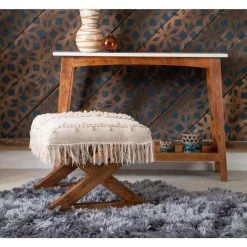 Jesi 42 in. W Mango Wood 31 in. H Rectangular Marble Top Console Table with Shelf by Powell Company -Powell Company Shop hazelnut powell company console tables hd1671ct21 31 1000