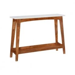 Jesi 42 in. W Mango Wood 31 in. H Rectangular Marble Top Console Table with Shelf by Powell Company