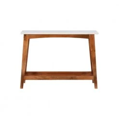 Jesi 42 in. W Mango Wood 31 in. H Rectangular Marble Top Console Table with Shelf by Powell Company -Powell Company Shop hazelnut powell company console tables hd1671ct21 c3 1000