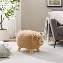 Poppy Light Brown Bear Kids Stool by Powell Company -Powell Company Shop light brown powell company kids chairs hd1618y21 31 1000