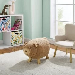 Poppy Light Brown Bear Kids Stool by Powell Company -Powell Company Shop light brown powell company kids chairs hd1618y21 4f 1000