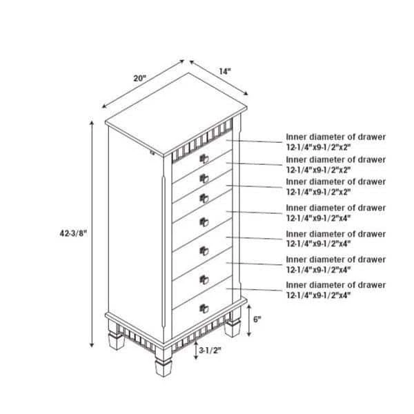 Merlot Black Lining Jewelry Armoire with Mirror by Powell Company 8 Merlot Black Lining Jewelry Armoire with Mirror by Powell Company - Image 6