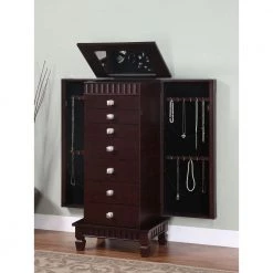 Merlot Black Lining Jewelry Armoire with Mirror by Powell Company 16 Merlot Black Lining Jewelry Armoire with Mirror by Powell Company -Powell Company Shop merlot black lining powell company armoires wardrobes 383 316 44 1000