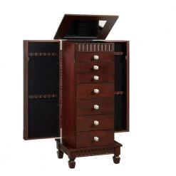 Merlot Black Lining Jewelry Armoire with Mirror by Powell Company 12 Merlot Black Lining Jewelry Armoire with Mirror by Powell Company -Powell Company Shop merlot black lining powell company armoires wardrobes 383 316 77 1000