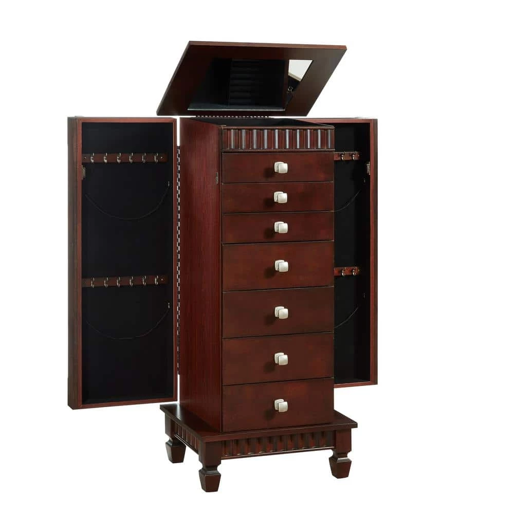 Merlot Black Lining Jewelry Armoire with Mirror by Powell Company 5 Merlot Black Lining Jewelry Armoire with Mirror by Powell Company - Image 3