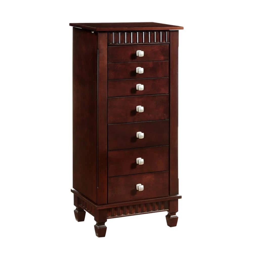Merlot Black Lining Jewelry Armoire with Mirror by Powell Company 4 Merlot Black Lining Jewelry Armoire with Mirror by Powell Company - Image 2