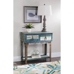 Caleesi 31.5"L Small Distressed Multi-Color Rectangle Wood top Hall Console by Powell Company -Powell Company Shop multi colored powell company console tables hd1721hc21 31 1000
