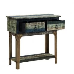 Caleesi 31.5"L Small Distressed Multi-Color Rectangle Wood top Hall Console by Powell Company -Powell Company Shop multi colored powell company console tables hd1721hc21 4f 1000