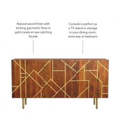 Gemma 58 in. W Natural 30 in. H Rectangular Acacia Wood Console with Gold Iron Legs by Powell Company -Powell Company Shop natrual powell company console tables hd1809 fa 1000