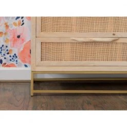 3-Drawers Bilson Natural with Gold Base Rattan Cabinet by Powell Company -Powell Company Shop natural and gold powell company accent cabinets hd1447a19 1d 1000