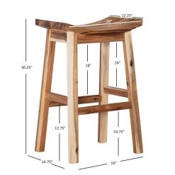 Hunter 30" H Natural Saddle Backless Wood frame Barstool by Powell Company -Powell Company Shop natural powell company bar stools hd1742bs21 1f 1000