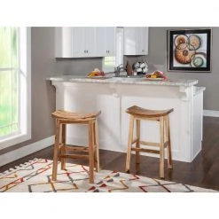 Hunter 30" H Natural Saddle Backless Wood frame Barstool by Powell Company -Powell Company Shop natural powell company bar stools hd1742bs21 4f 1000