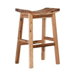 Hunter 30" H Natural Saddle Backless Wood frame Barstool by Powell Company