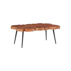 Adair 38 in. Natural 15.5 in. Rectangular Acacia Wood Coffee Table with Black Iron Legs by Powell Company