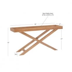 Hercules 63 in. W Natural 30.75 in. H 17 in. L Rectangular Glass Top Console Table with X Base by Powell Company -Powell Company Shop natural powell company console tables hd1775ct21 4f 1000