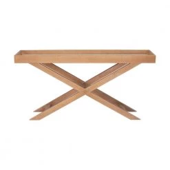 Hercules 63 in. W Natural 30.75 in. H 17 in. L Rectangular Glass Top Console Table with X Base by Powell Company -Powell Company Shop natural powell company console tables hd1775ct21 c3 1000