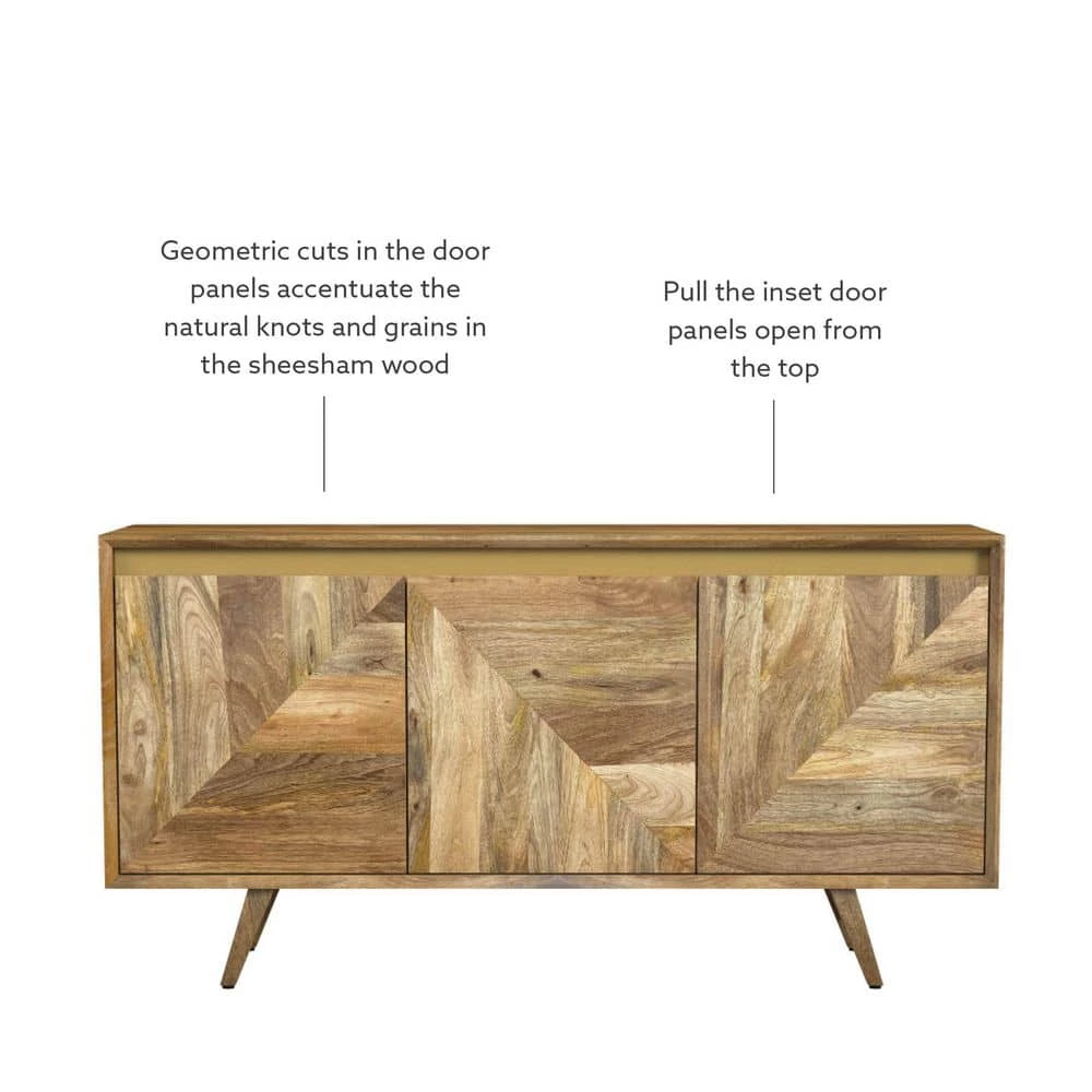 Kamden 58 in. W Natural 30 in. H Rectangular Mango Wood Console with 4-Shelves by Powell Company 6 Kamden 58 in. W Natural 30 in. H Rectangular Mango Wood Console with 4-Shelves by Powell Company - Image 4