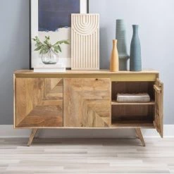 Kamden 58 in. W Natural 30 in. H Rectangular Mango Wood Console with 4-Shelves by Powell Company 20 Kamden 58 in. W Natural 30 in. H Rectangular Mango Wood Console with 4-Shelves by Powell Company -Powell Company Shop natural powell company console tables hd1806 4f 1000