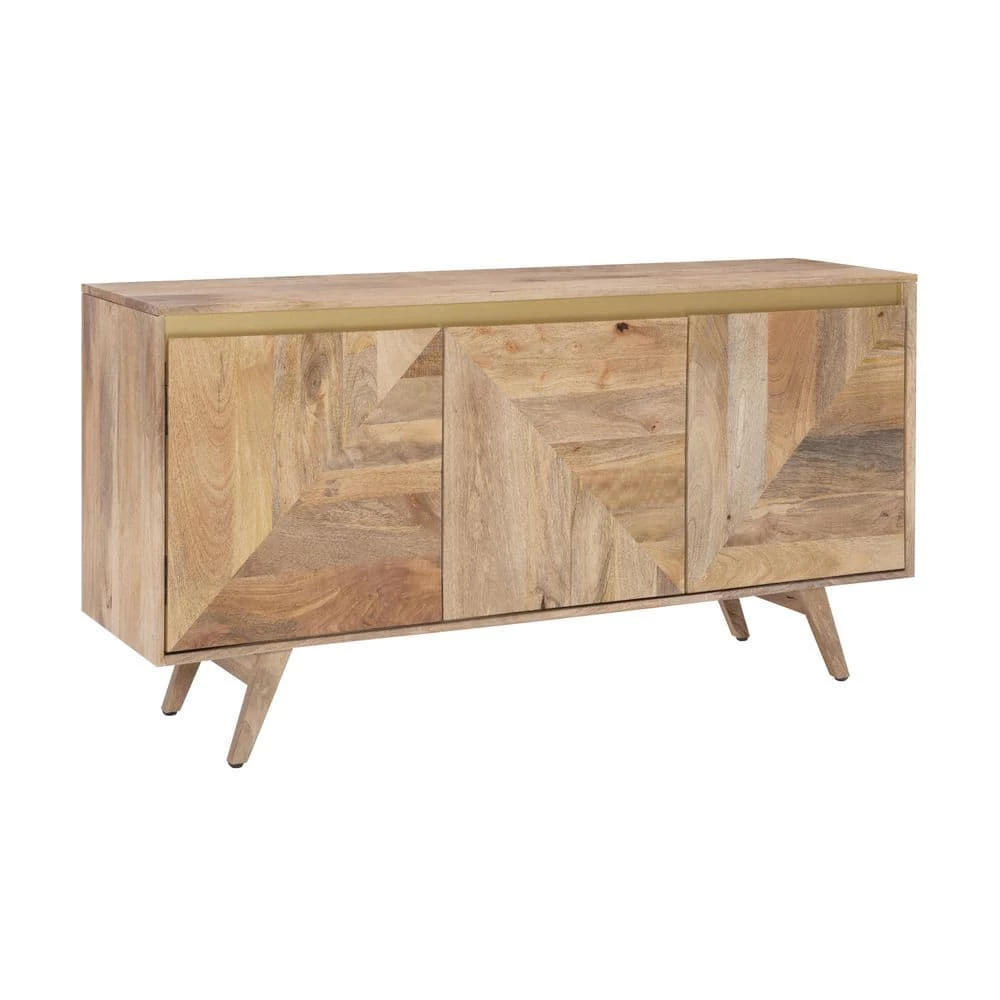 Kamden 58 in. W Natural 30 in. H Rectangular Mango Wood Console with 4-Shelves by Powell Company 3 Kamden 58 in. W Natural 30 in. H Rectangular Mango Wood Console with 4-Shelves by Powell Company