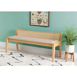 Tara Natural Rattan Cane Bench with Back by Powell Company 13 Tara Natural Rattan Cane Bench with Back by Powell Company -Powell Company Shop natural powell company dining benches hd1546s20b c3 1000