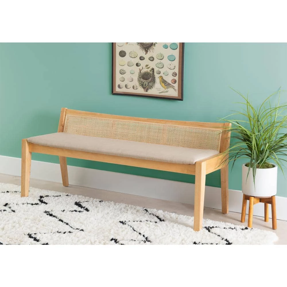 Tara Natural Rattan Cane Bench with Back by Powell Company 6 Tara Natural Rattan Cane Bench with Back by Powell Company - Image 4
