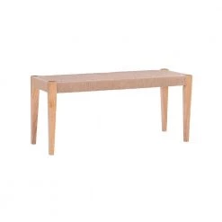 Marlene Natural Brown Modern Dining Bench with Woven Rope Seats 18 in. H x 40 in. W x 14 in. D by Powell Company