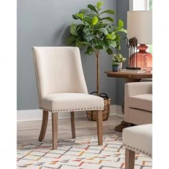 Alessio Natural Linen Like Polyester Upholstered Dining Chair and Natural Legs(Set of 2) by Powell Company -Powell Company Shop natural powell company dining chairs hd1679dc21 31 1000