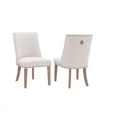 Alessio Natural Linen Like Polyester Upholstered Dining Chair and Natural Legs(Set of 2) by Powell Company