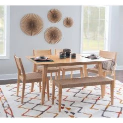 Marlene 6-Piece Natural Modern Dining Set with Woven Rope Seats by Powell Company -Powell Company Shop natural powell company dining room sets hd1591d206 31 1000