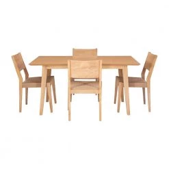 Marlene 5 Piece Natural Modern Dining Set with Woven Rope Seats by Powell Company