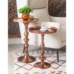 Phoenix Copper Metal and Natural Wood 14.75" w Side Table by Powell Company 10 Phoenix Copper Metal and Natural Wood 14.75" w Side Table by Powell Company -Powell Company Shop natural powell company end side tables hd1628at21 4f 1000