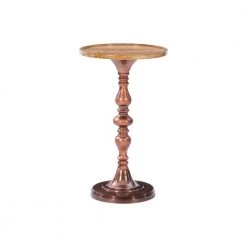 Phoenix Copper Metal and Natural Wood 14.75" w Side Table by Powell Company