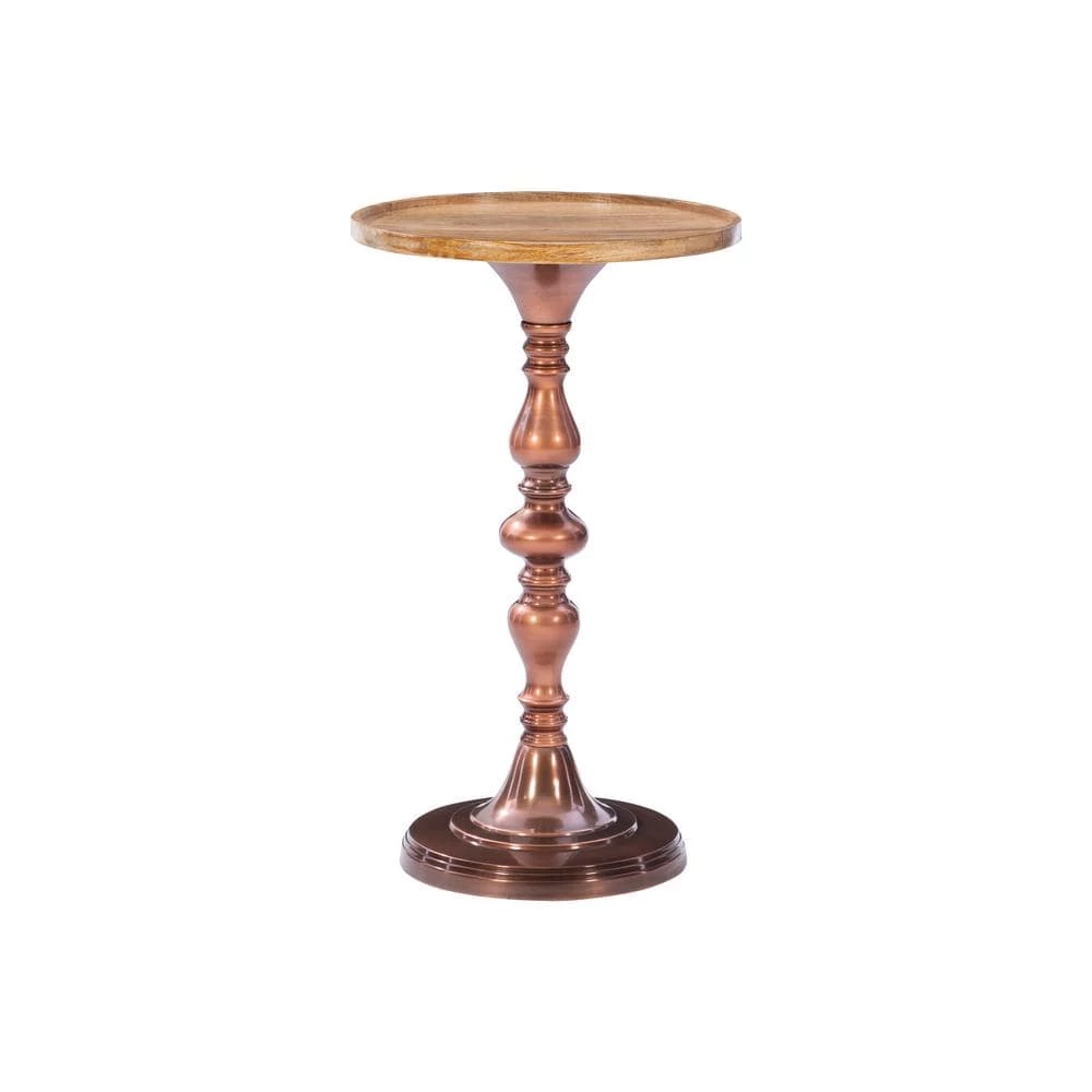 Phoenix Copper Metal and Natural Wood 14.75" w Side Table by Powell Company 3 Phoenix Copper Metal and Natural Wood 14.75" w Side Table by Powell Company