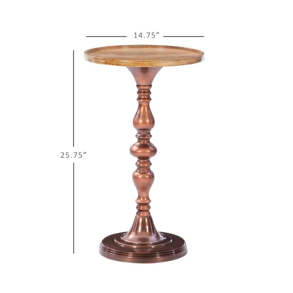 Phoenix Copper Metal and Natural Wood 14.75" w Side Table by Powell Company 4 Phoenix Copper Metal and Natural Wood 14.75" w Side Table by Powell Company - Image 2