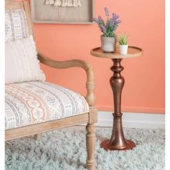 Vinson Copper Metal and Natural Wood 13" w Side Table by Powell Company 13 Vinson Copper Metal and Natural Wood 13" w Side Table by Powell Company -Powell Company Shop natural powell company end side tables hd1629at21 31 1000