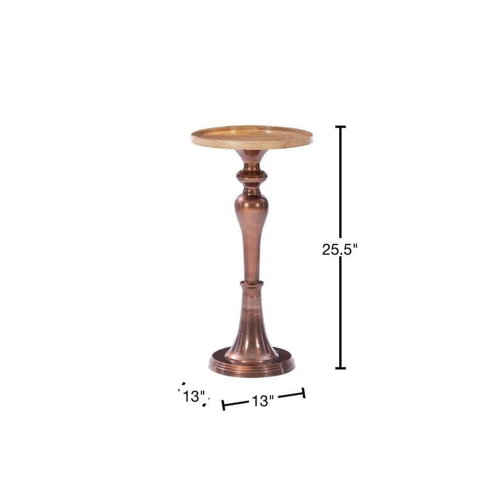 Vinson Copper Metal and Natural Wood 13" w Side Table by Powell Company 5 Vinson Copper Metal and Natural Wood 13" w Side Table by Powell Company - Image 3